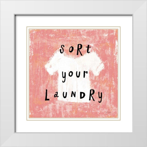 Laundry Rules III White Modern Wood Framed Art Print with Double Matting by Schlabach, Sue