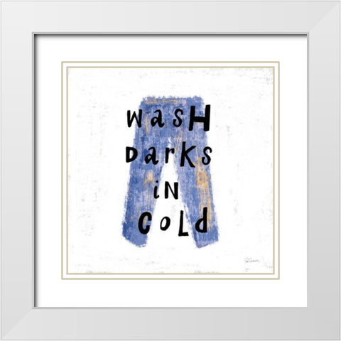 Laundry Rules V White Modern Wood Framed Art Print with Double Matting by Schlabach, Sue