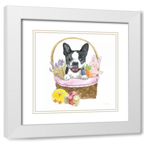 Easter Pups VII White Modern Wood Framed Art Print with Double Matting by Grove, Beth