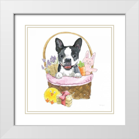 Easter Pups VII White Modern Wood Framed Art Print with Double Matting by Grove, Beth