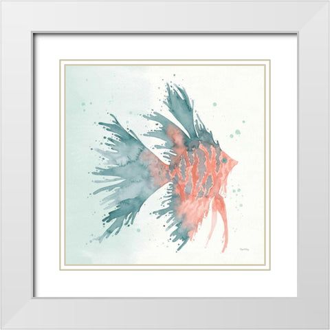 Splash V White Modern Wood Framed Art Print with Double Matting by DeNeige, Elyse