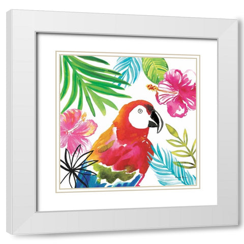 Tropicana III White Modern Wood Framed Art Print with Double Matting by Zaman, Farida