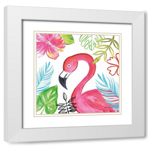 Tropicana IV White Modern Wood Framed Art Print with Double Matting by Zaman, Farida