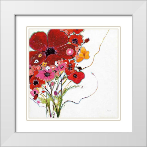 Crazy Daisy on White White Modern Wood Framed Art Print with Double Matting by Griggs, Jan