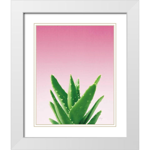 Succulent Simplicity V Pink Ombre Crop White Modern Wood Framed Art Print with Double Matting by Bradley, Felicity
