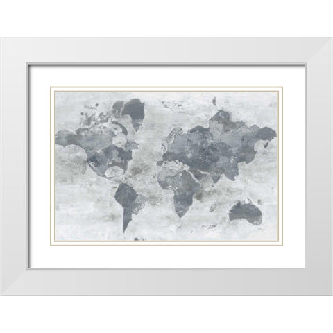 Golden World Gray White Modern Wood Framed Art Print with Double Matting by Hristova, Albena