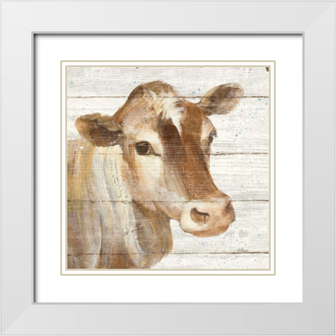 Looking at You I Shiplap White Modern Wood Framed Art Print with Double Matting by Hristova, Albena