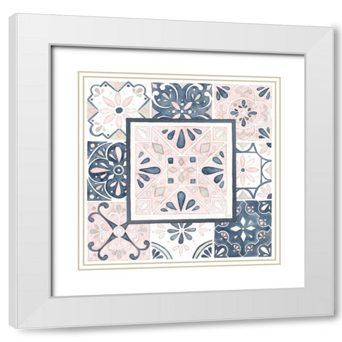 Garden Getaway Patchwork V Blush White Modern Wood Framed Art Print with Double Matting by Marshall, Laura
