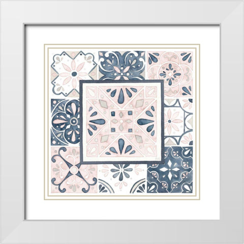 Garden Getaway Patchwork V Blush White Modern Wood Framed Art Print with Double Matting by Marshall, Laura