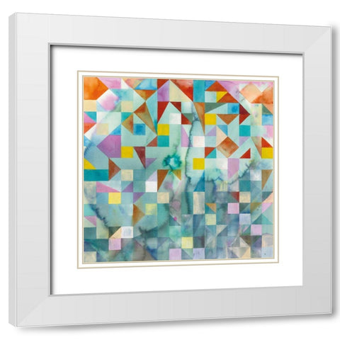 Modern Patchwork White Modern Wood Framed Art Print with Double Matting by Nai, Danhui