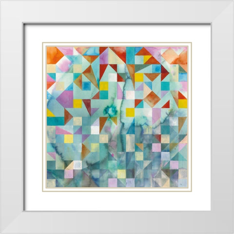 Modern Patchwork White Modern Wood Framed Art Print with Double Matting by Nai, Danhui