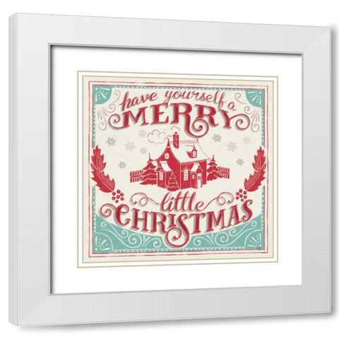 Merry Little Christmas V White Modern Wood Framed Art Print with Double Matting by Penner, Janelle