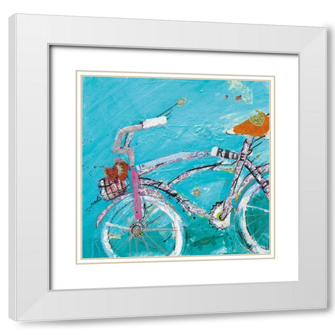 Ride Blue Pink White Modern Wood Framed Art Print with Double Matting by Day, Kellie
