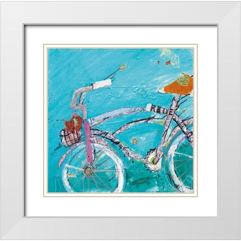 Ride Blue Pink White Modern Wood Framed Art Print with Double Matting by Day, Kellie