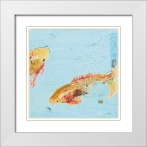 Fish in the Sea II Aqua White Modern Wood Framed Art Print with Double Matting by Day, Kellie