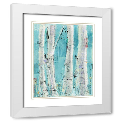 Love Aqua White Modern Wood Framed Art Print with Double Matting by Day, Kellie