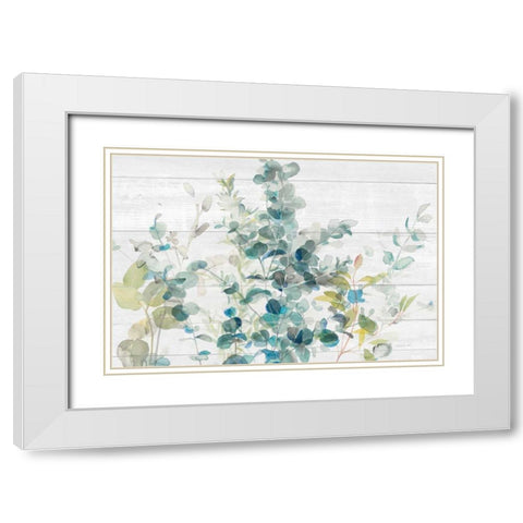 Eucalyptus I on Shiplap Crop White Modern Wood Framed Art Print with Double Matting by Nai, Danhui