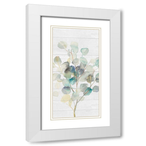 Eucalyptus III on Shiplap Crop White Modern Wood Framed Art Print with Double Matting by Nai, Danhui