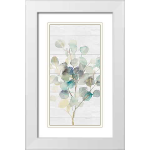 Eucalyptus III on Shiplap Crop White Modern Wood Framed Art Print with Double Matting by Nai, Danhui