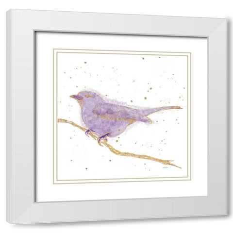 Gilded Bird I Lavender White Modern Wood Framed Art Print with Double Matting by Novak, Shirley