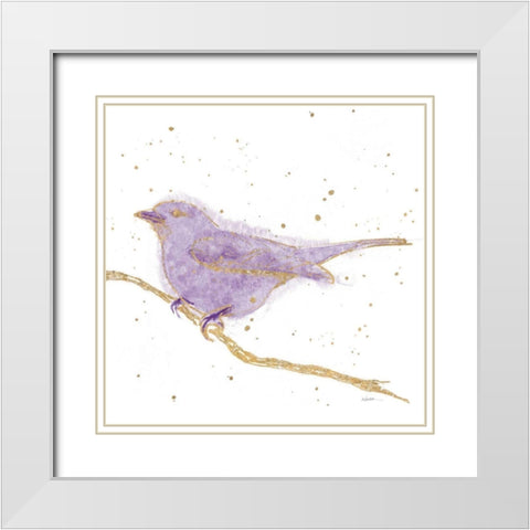 Gilded Bird I Lavender White Modern Wood Framed Art Print with Double Matting by Novak, Shirley
