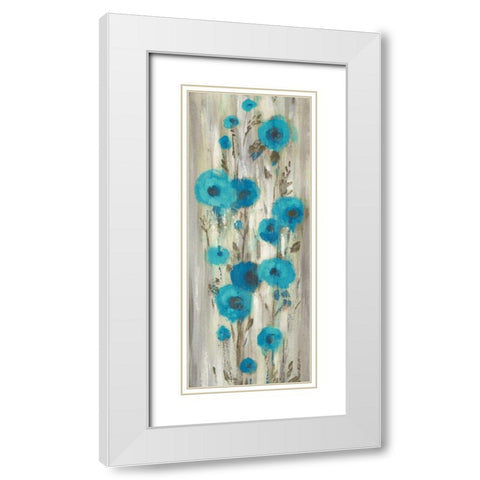 Roadside Flowers II Blue Crop White Modern Wood Framed Art Print with Double Matting by Vassileva, Silvia