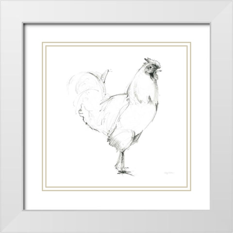 Rooster II Dark Square White Modern Wood Framed Art Print with Double Matting by Tillmon, Avery