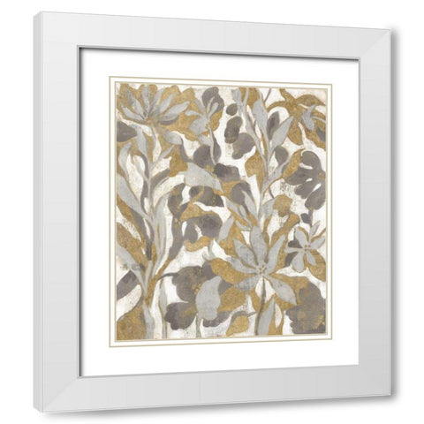 Painted Tropical Screen I Gray Gold White Modern Wood Framed Art Print with Double Matting by Vassileva, Silvia