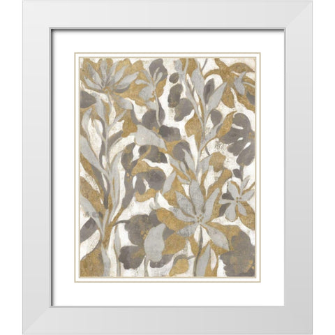 Painted Tropical Screen I Gray Gold White Modern Wood Framed Art Print with Double Matting by Vassileva, Silvia