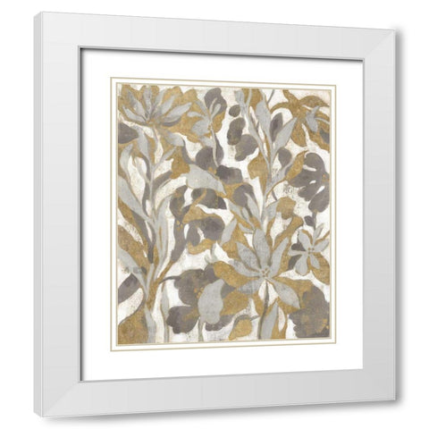 Painted Tropical Screen I Gray Gold White Modern Wood Framed Art Print with Double Matting by Vassileva, Silvia