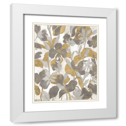 Painted Tropical Screen II Gray Gold White Modern Wood Framed Art Print with Double Matting by Vassileva, Silvia