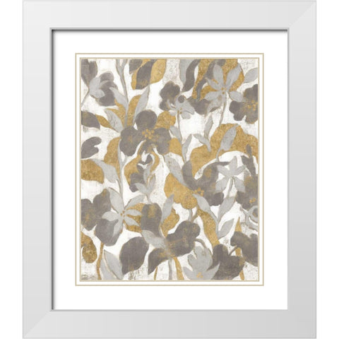Painted Tropical Screen II Gray Gold White Modern Wood Framed Art Print with Double Matting by Vassileva, Silvia