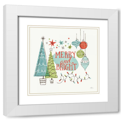 Retro Christmas II White Modern Wood Framed Art Print with Double Matting by Penner, Janelle