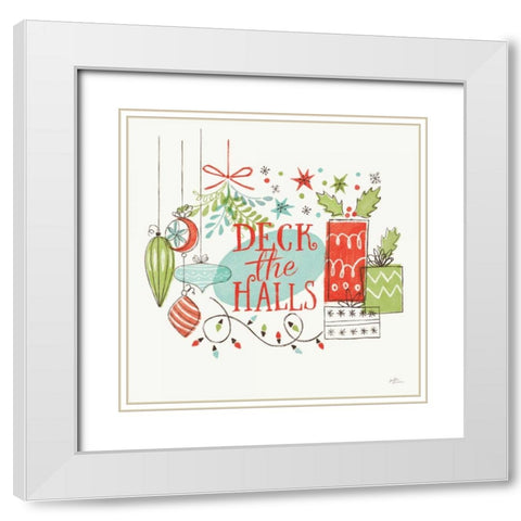 Retro Christmas III White Modern Wood Framed Art Print with Double Matting by Penner, Janelle
