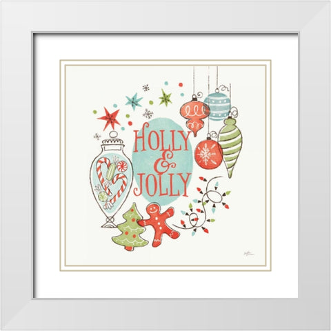 Retro Christmas IV White Modern Wood Framed Art Print with Double Matting by Penner, Janelle