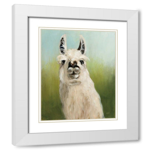 Whos Your Llama I White Modern Wood Framed Art Print with Double Matting by Purinton, Julia