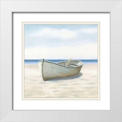 Beach Days I No Fence Flowers Crop White Modern Wood Framed Art Print with Double Matting by Wiens, James