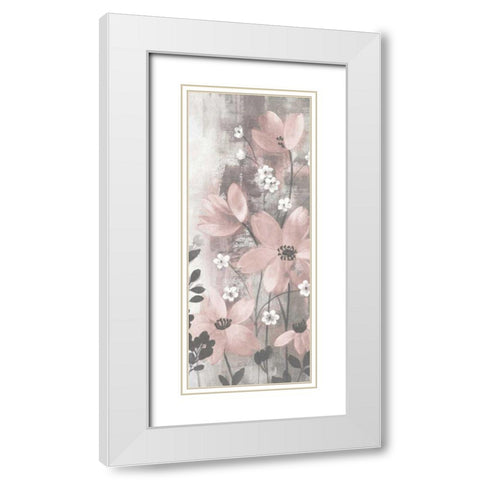 Floral Symphony Blush Gray Crop I White Modern Wood Framed Art Print with Double Matting by Vassileva, Silvia