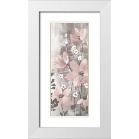 Floral Symphony Blush Gray Crop I White Modern Wood Framed Art Print with Double Matting by Vassileva, Silvia
