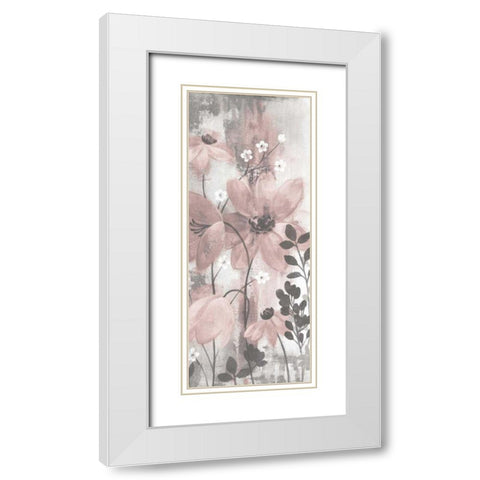 Floral Symphony Blush Gray Crop II White Modern Wood Framed Art Print with Double Matting by Vassileva, Silvia
