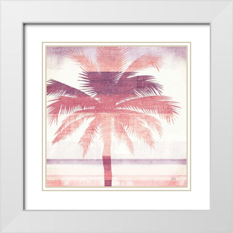 Beachscape Palms II Pink Purple White Modern Wood Framed Art Print with Double Matting by Mullan, Michael
