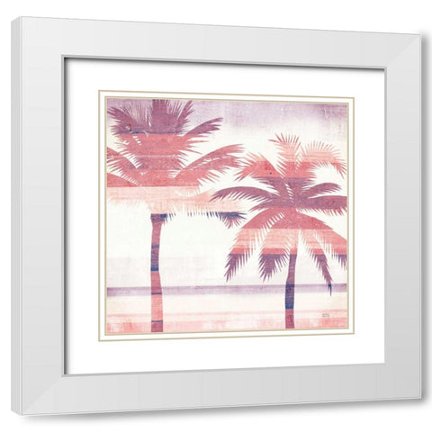 Beachscape Palms III Pink Purple White Modern Wood Framed Art Print with Double Matting by Mullan, Michael