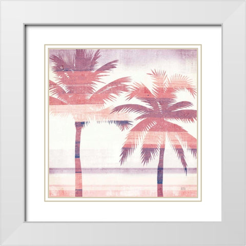 Beachscape Palms III Pink Purple White Modern Wood Framed Art Print with Double Matting by Mullan, Michael