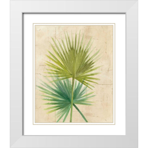 Fan Palm White Modern Wood Framed Art Print with Double Matting by Hristova, Albena
