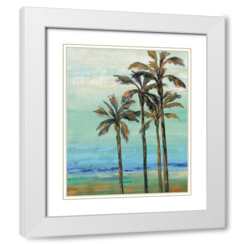 Copper Palms I White Modern Wood Framed Art Print with Double Matting by Vassileva, Silvia
