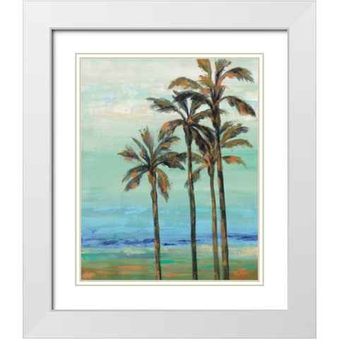 Copper Palms I White Modern Wood Framed Art Print with Double Matting by Vassileva, Silvia