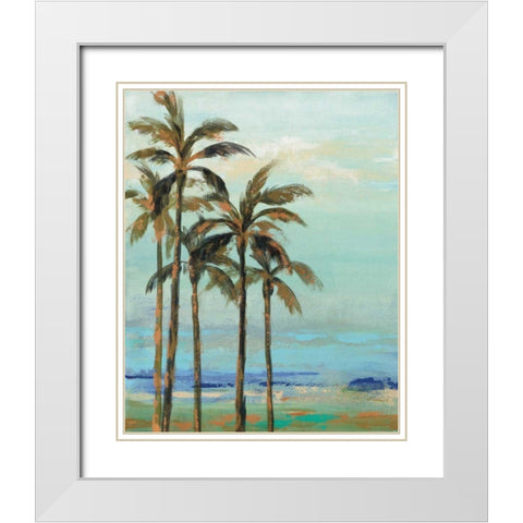 Copper Palms II White Modern Wood Framed Art Print with Double Matting by Vassileva, Silvia