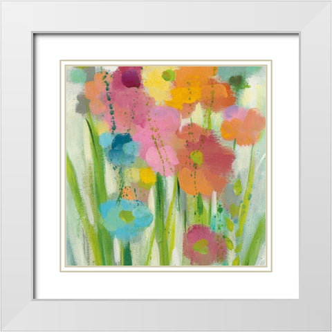 Longstem Bouquet I Square II White Modern Wood Framed Art Print with Double Matting by Vassileva, Silvia