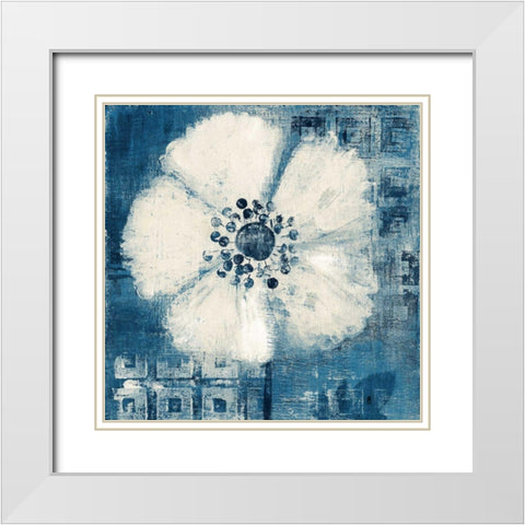 Daisy for Barbara Blue Crop White Modern Wood Framed Art Print with Double Matting by Studio Mousseau