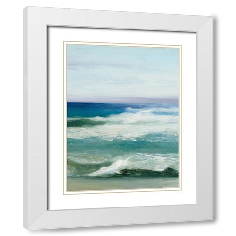 Azure Ocean III White Modern Wood Framed Art Print with Double Matting by Purinton, Julia